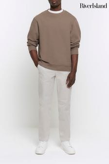 رمادي - River Island Laundered Slim Fit Chino Trousers (875551) | 173 ر.ق