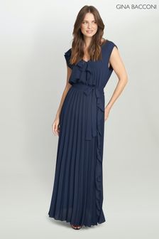 Gina Bacconi Blue Caprice Maxi Dress With Frill Detail And Pleat Skirt (875665) | €72