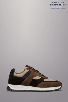 Charles Tyrwhitt Brown Suede And Stone Textile Trainers (875677) | KRW256,200