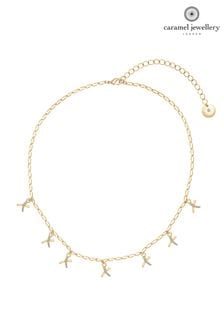 Caramel Jewellery London Gold Tone 'Kisses' Charm Delicate Necklace (876040) | LEI 107