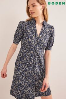 Boden Blue Button Jersey Mini Tea Dress (876132) | €53