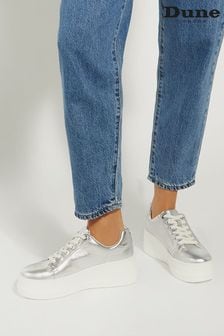 Dune London Silver Episode Leather Platform Trainers (876193) | $164