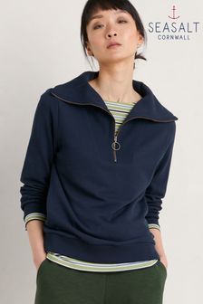 Seasalt Blue Cornwall Tideline Collared Sweatshirt (876396) | €38