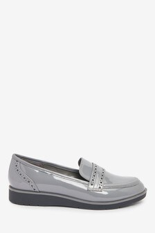 Grey Patent Forever Comfort™ Brogue Detail Chunky Sole Loafers (876441) | 13 €
