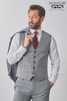 Grey Check Signature Empire Mills 100% Wool Check Suit: Waistcoat (876760) | €29