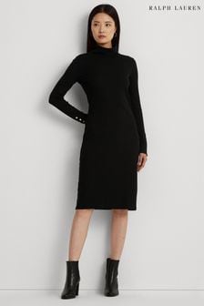 Črna bombažna obleka s puli ovratnikom Lauren Ralph Lauren Firlicia Blend (877078) | €125