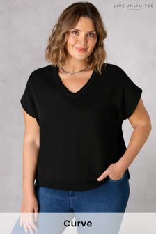 Live Unlimited Curve - Knitted Cotton Black T-Shirt