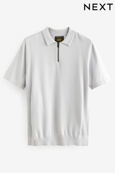 グレー - Knitted Textured Panel Regular Fit Polo Shirt (877291) | ￥4,850