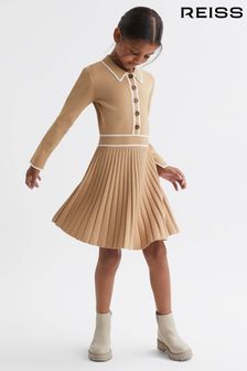 Reiss Camel Mia Junior Knitted Polo Skater Dress (877510) | kr1,276