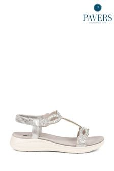 Pavers Grey Embellished Flatform Sandals (877569) | $60