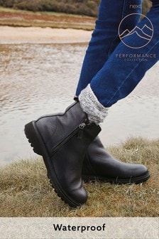 Performance Waterproof Signature Leather Zip Detail Boots
