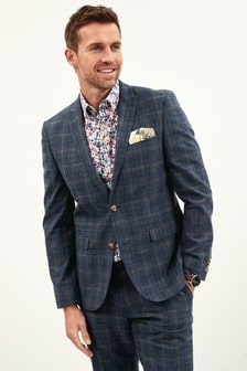 Light Blue Slim Fit Check Suit: Jacket (877804) | €27