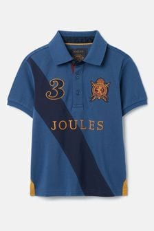 Joules Harry Blue Embroidered Pique Cotton Polo Shirt (877962) | Kč1,190 - Kč1,305