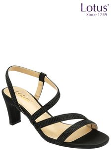 Lotus Black Slip On Strappy Sandals (877996) | kr844