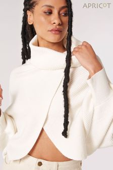 Apricot Cream Cowl Neck Wrap-Over Ribbed Jumper (878078) | NT$1,630