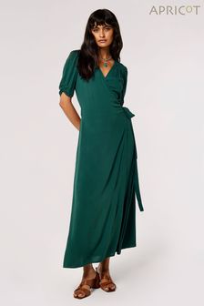 Apricot Green Clipped Viscose Wrap Dress (878191) | €44