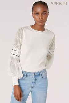 乳白色 - Apricot雪紡和鉤針袖毛衣 (878218) | NT$1,630