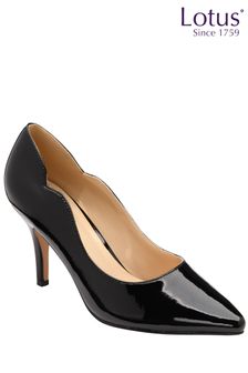 Lotus Black Stiletto Heel Patent Court Shoes (878515) | kr844