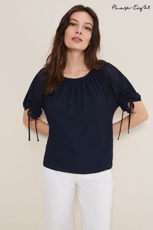 Phase Eight Blue Meda Textured Jersey Top (878544) | ₪ 277
