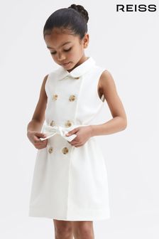 Reiss White Natalie Junior Sleeveless Belted Dress (878556) | €77