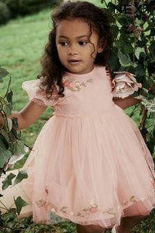 Pink Embroidered Mesh Dress (3mths-10yrs) (879470) | AED92 - AED121