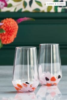 Clarke & Clarke Blush Pink Luco Set of 2 Tumbler Glasses (879561) | €32