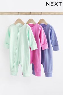 Bright Baby Two Way Zip Footless Sleepsuits 3 Pack (0mths-3yrs) (879647) | 79 QAR - 89 QAR