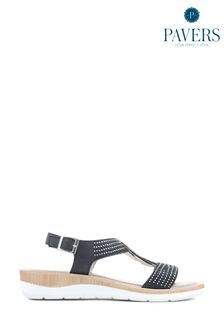 Pavers Woven Ankle Strap Black Sandals (879886) | $51