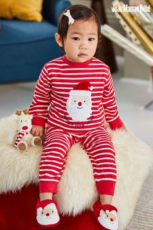 JoJo Maman Bébé Red Santa Appliqué Jersey Pyjamas (87B786) | €30