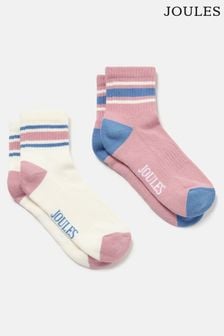 Joules Volley Pink & White Tennis Socks (2 Pack) (880135) | SGD 19