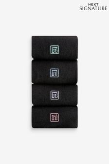 Black Embroidered 4 Pack Modal Signature Socks (880170) | €15