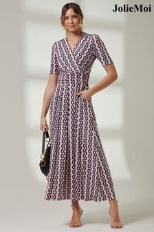 Jolie Moi Short Sleeve V-neck Maxi Dress (880410) | 358 LEI