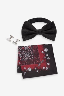 Bow Tie Pocket Square And Cuff Link Set