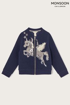 Monsoon Sequin Unicorn Quilt Bomber Jacket