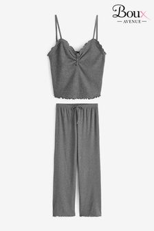 Boux Avenue Charcoal Grey Sparkle Rib Cami & Pant Pyjama Set