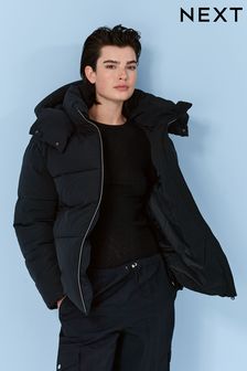 Black Hooded Padded Coat (881161) | 201 SAR