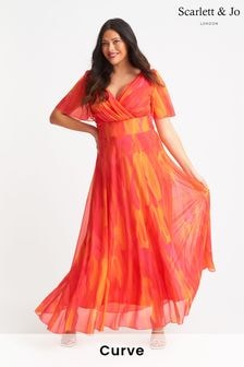 Scarlett & Jo Orange Isabelle Angel Sleeve Maxi Dress (881393) | $163