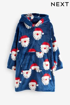Navy Blue/Red Santa Hooded Blanket (3-13yrs) (881894) | €9 - €11.50