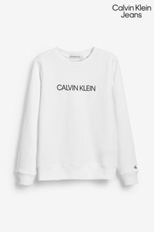 Blanco - Sudadera de niño ajustada Institutional de Calvin Klein Jeans (882008) | 85 €