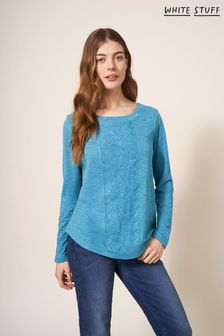 White Stuff Blue Long Sleeve Embroidered Weaver Blouse (882141) | OMR29