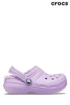 Crocs Kids Purple Classic Lined Clog Sandals (882488) | AED100