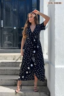 Girl In Mind Black/White Farren Wrap Maxi Dress (882690) | SGD 85