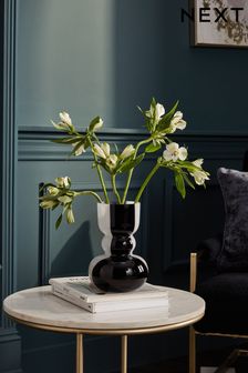 Black/White Patterned Glass Curved Vase (882848) | €24