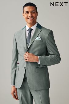 Green Regular Fit Trimmed Suit Jacket (883074) | SGD 131
