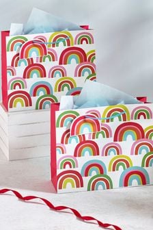Mittelgrosse Geschenktaschen mit Regenbogendesign im 2er-Set (883216) | 8 €