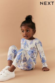 Blau mit floralem Muster - Gerippte Jerseyleggings (3 Monate bis 7 Jahre) (883303) | 7 € - 10 €