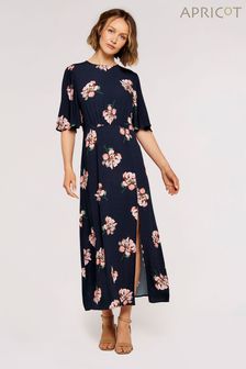 Apricot Blue Floral Angel Sleeve Midi Dress (883377) | R792
