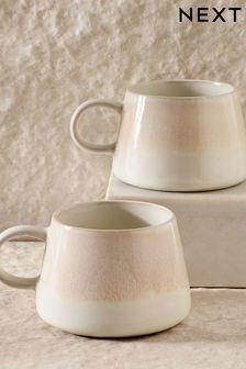 Set of 2 Natural Reactive Glaze Mugs