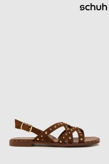 棕色 - Schuh Thelma鉚釘裝飾麂皮涼鞋 (883719) | NT$1,960