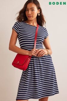 Boden Ivory/Blue Amelie Jersey Dress (883805) | $94